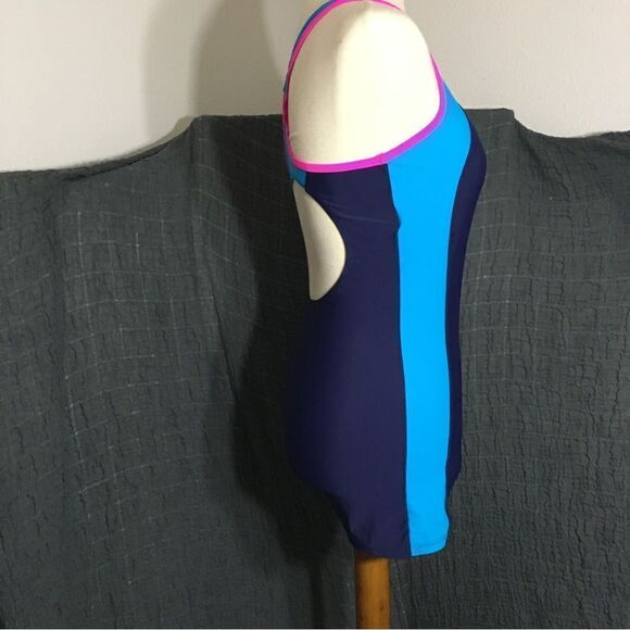 Attraco Boy Shorts Blue One Piece Color Block Swimsuit Size Small - Picture 4 of 8